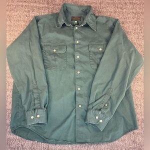 Mens Hunter Green Mountain Tek 100% Cotton Button Down Shirt Size Large
